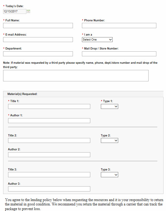 Creating a library request form